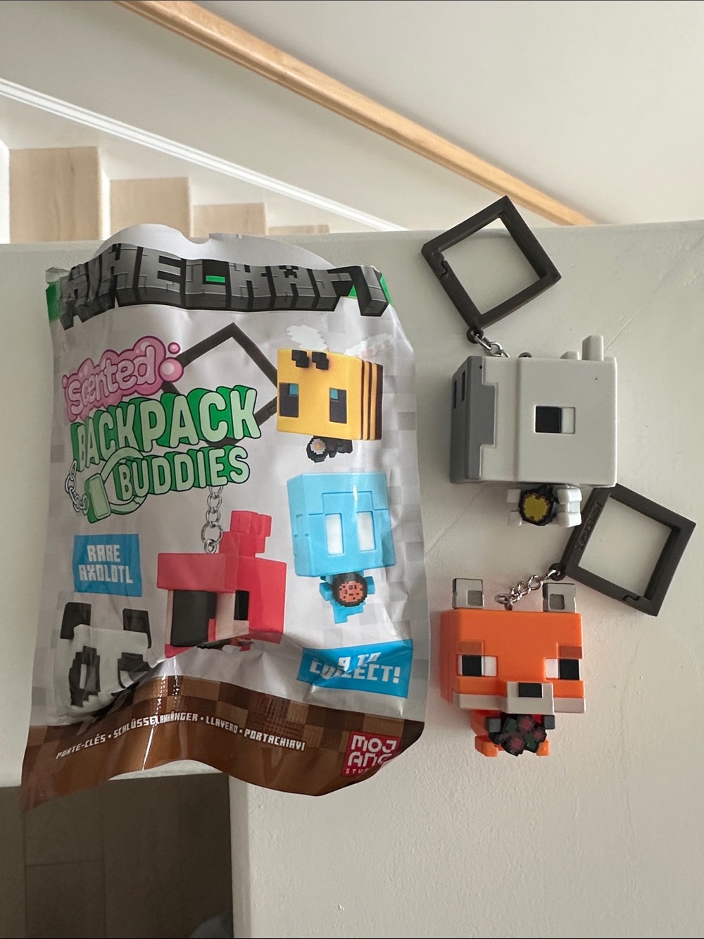 Set of 2 Minecraft Backpack Buddies Keychains - horse & fox
